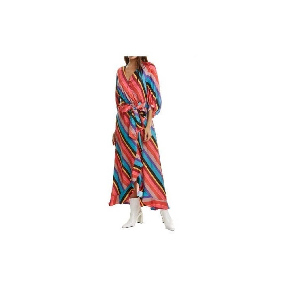 M Medium New Crosby By Mollie Burch Womens Young Wrap Maxi Dress colorful